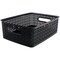 Weave Design Plastic Bin Medium-Black, 13.75"L X 10.5"W X 4.625"H